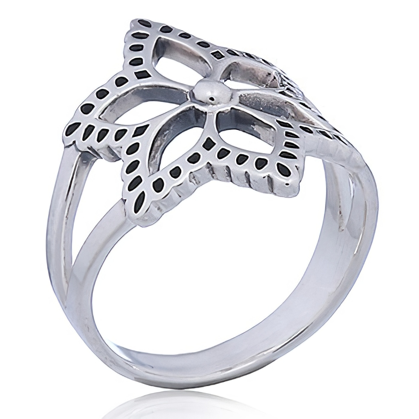 Open Flower Silver Ring Gracefully Perforated Outline by BeYindi 