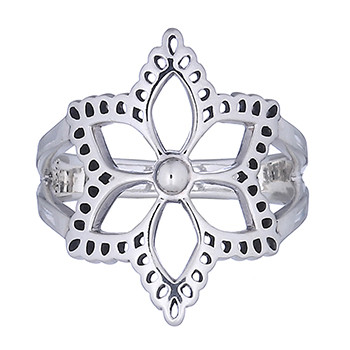 Open Flower Silver Ring Gracefully Perforated Outline by BeYindi 
