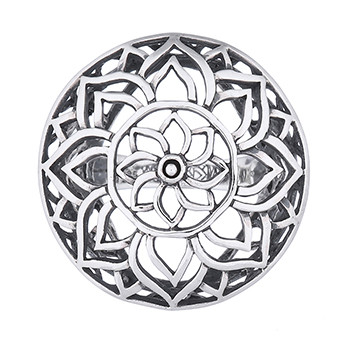 Airy Floral Mandala Statement Silver Ring by BeYindi 