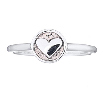 Half Round Silver Ring with Heart Disc by BeYindi 