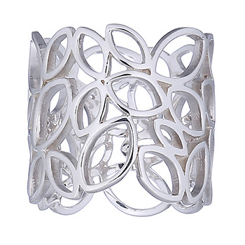 Wide Band Openwork Silver Ring Pointed Ovals by BeYindi 