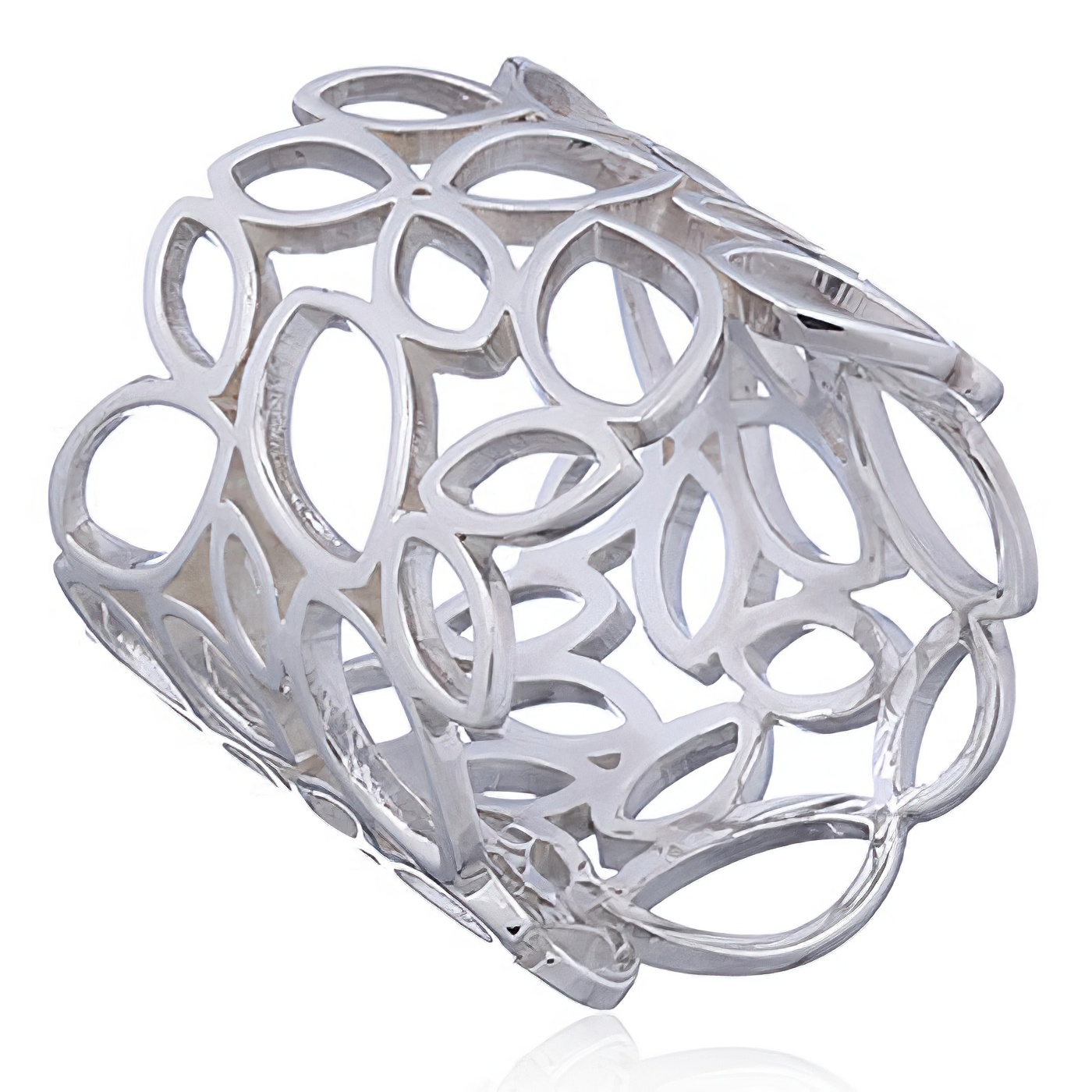 Wide Band Openwork Silver Ring Pointed Ovals by BeYindi 
