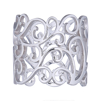 Wide Band Openwork Silver Ring with Curls by BeYindi 