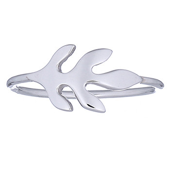 Trident Shaped 925 Silver Leaf Ring by BeYindi 