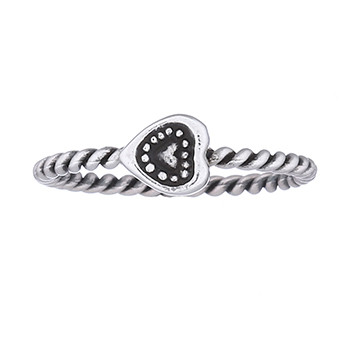 Heart Ring with Braided Rope in Sterling Silver by BeYindi 