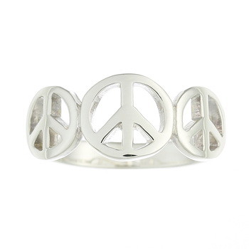 925 Sterling Silver Triple Peace Symbol Ring by BeYindi 2