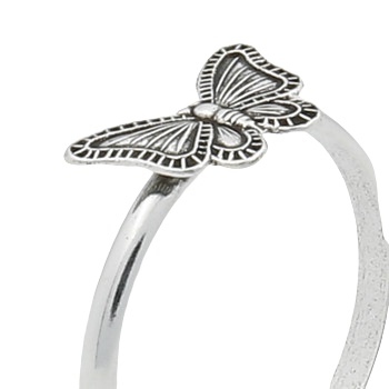 925 Sterling Silver Ring Tiny Stamped Butterfly by BeYindi 2