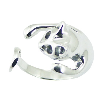 Polished Sterling Silver 925 Cat Ring Cute Kitten by BeYindi 