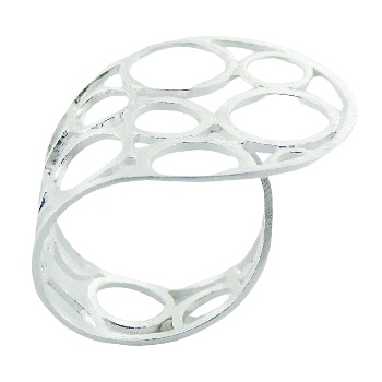 Adjustable Brushed Sterling Silver Ring Array of Circles by BeYindi 
