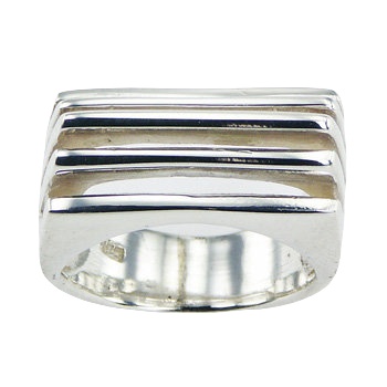 Art Nouveau Conical Rectangular Open Silver Designer Ring by BeYindi 