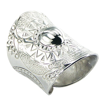 Embossed Ornaments Convexed Sun Shiny Silver Cylinder Ring by BeYindi 2