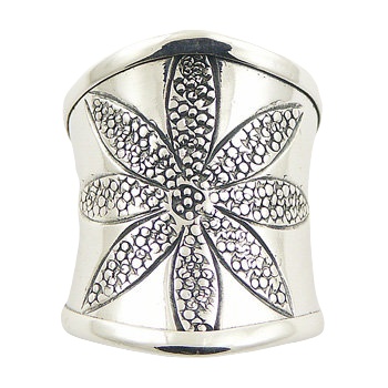 Grand Ornate Sterling Silver Cylinder Flower Ring by BeYindi 