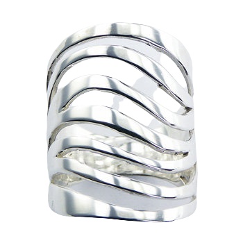 Sterling Silver Openwork Arched Open Wavy Designer Ring by BeYindi 