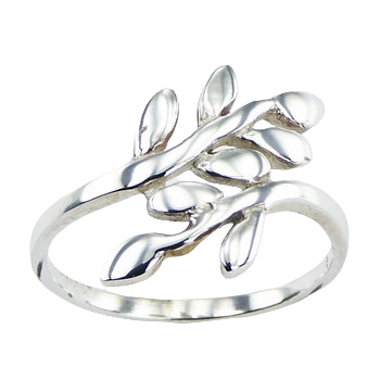 Sterling Silver Openwork Ring Delicate Twigs With Leafs by BeYindi 