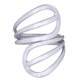 Open Drop Shaped Wire Elements Silver Ring by BeYindi 