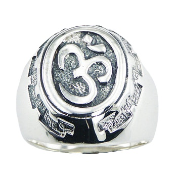 Aum Symbol Ornate Sterling Silver Signet Designer Ring by BeYindi 