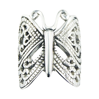 Ornate 925 Silver Butterfly Ring Art Nouveau Openwork by BeYindi 