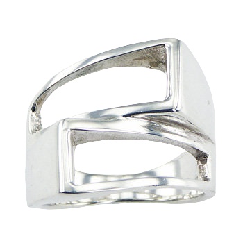 Fashionable Shifted Open Silver Trapeziums Designer Ring by BeYindi 