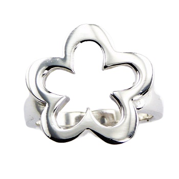 Open Silver Designer Flower Ring High Frame Gorgeous Band by BeYindi 