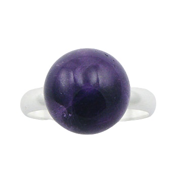 Simple Polished Shiny Amethyst Sphere On 925 Silver Ring by BeYindi 