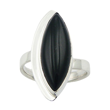 Marquise Shape Black Agate Cabochon Trendy Ring Design by BeYindi 