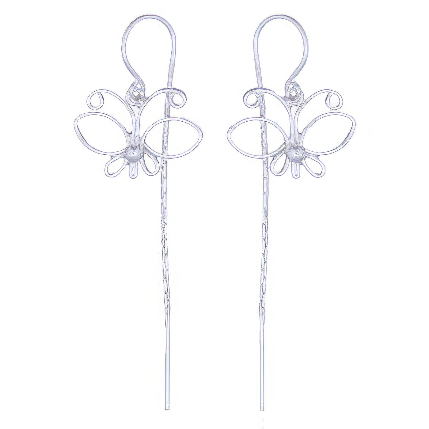 Airy hancrafted wirework butterflies sterling silver threader earrings by BeYindi 