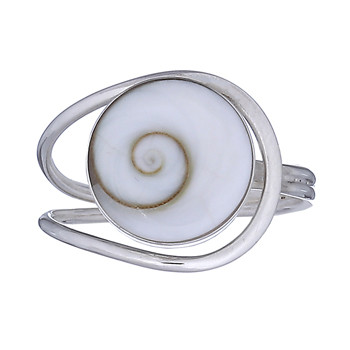 Delicate Shiva Eye Shell Ring 925 Sterling Silver Looping Band by BeYindi 