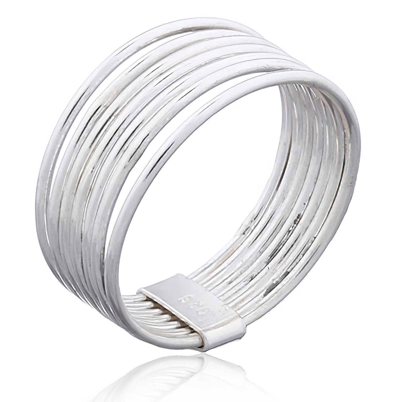 Multi-band Sterling Silver Wire Ring with Holder 7 Bands by BeYindi 