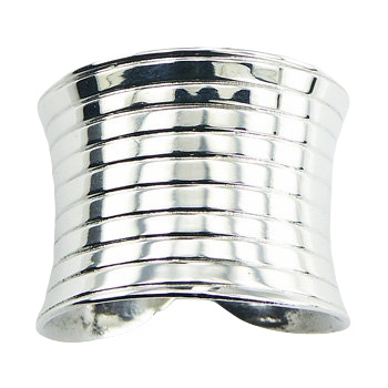 Fancy Fluted Concaved Sterling Silver Shiny Cylinder Ring by BeYindi 