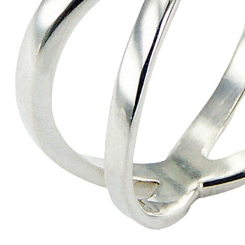 Plain Sterling Silver Ring Diagonal Shifted Crossing Bands by BeYindi 2