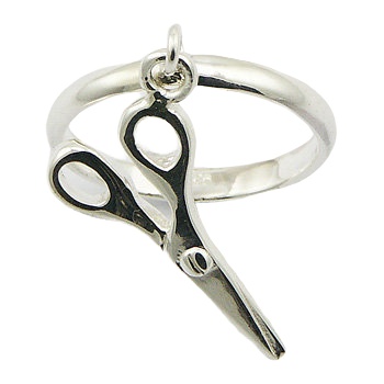 Plain Silver Ring Scissors Charm Original Design by BeYindi 