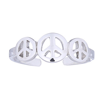Casted Sterling Silver Triple Peace Symbol Toe Ring by BeYindi 