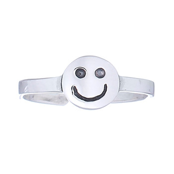 Happy Face Sterling Silver Toe Ring Antiqued Accents by BeYindi 