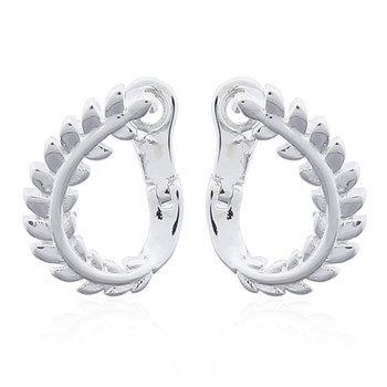 Curly Leafy Silver Plated Hoop Clip Earrings by BeYindi 