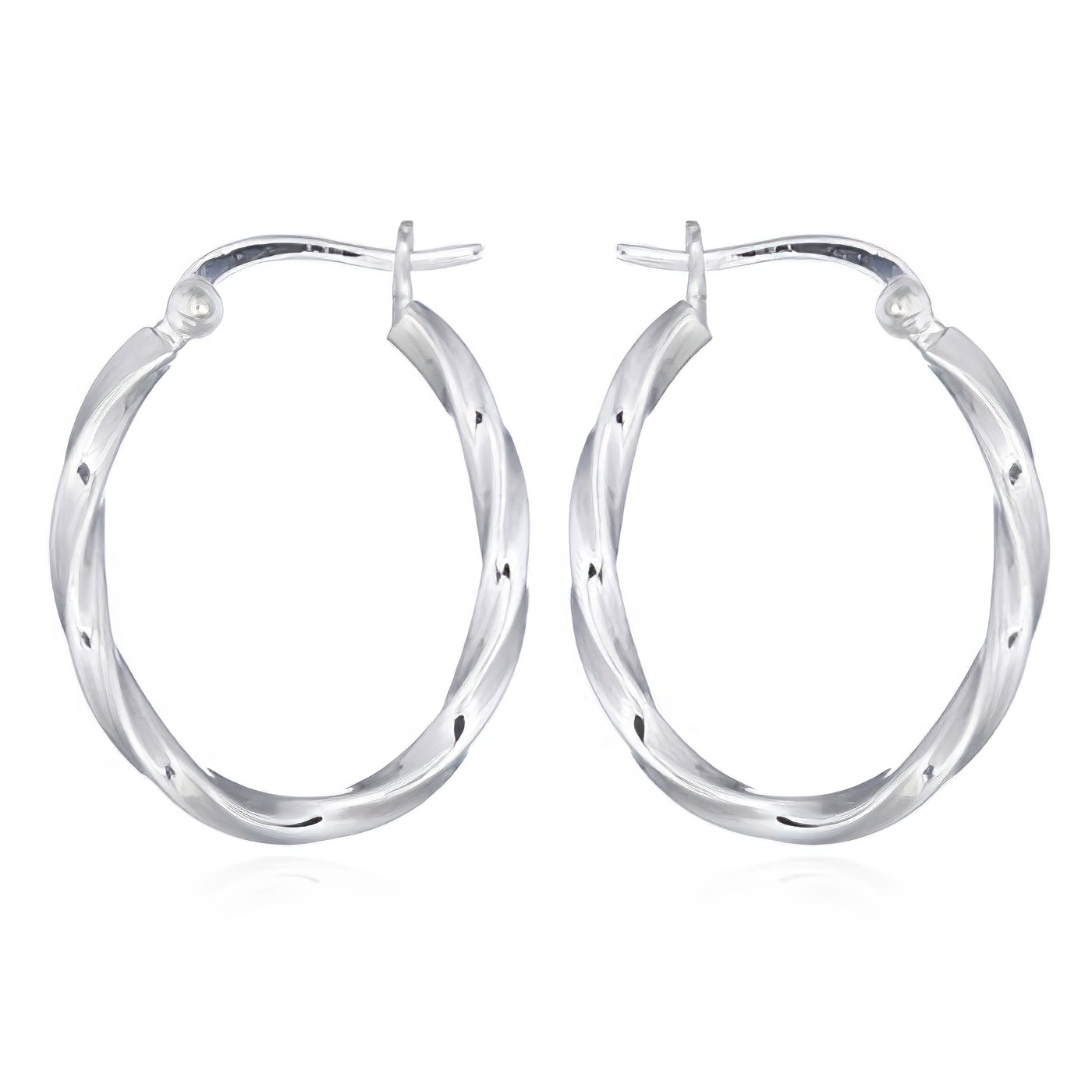 Sterling Silver Twisted Oval Hoop Earrings by BeYindi 