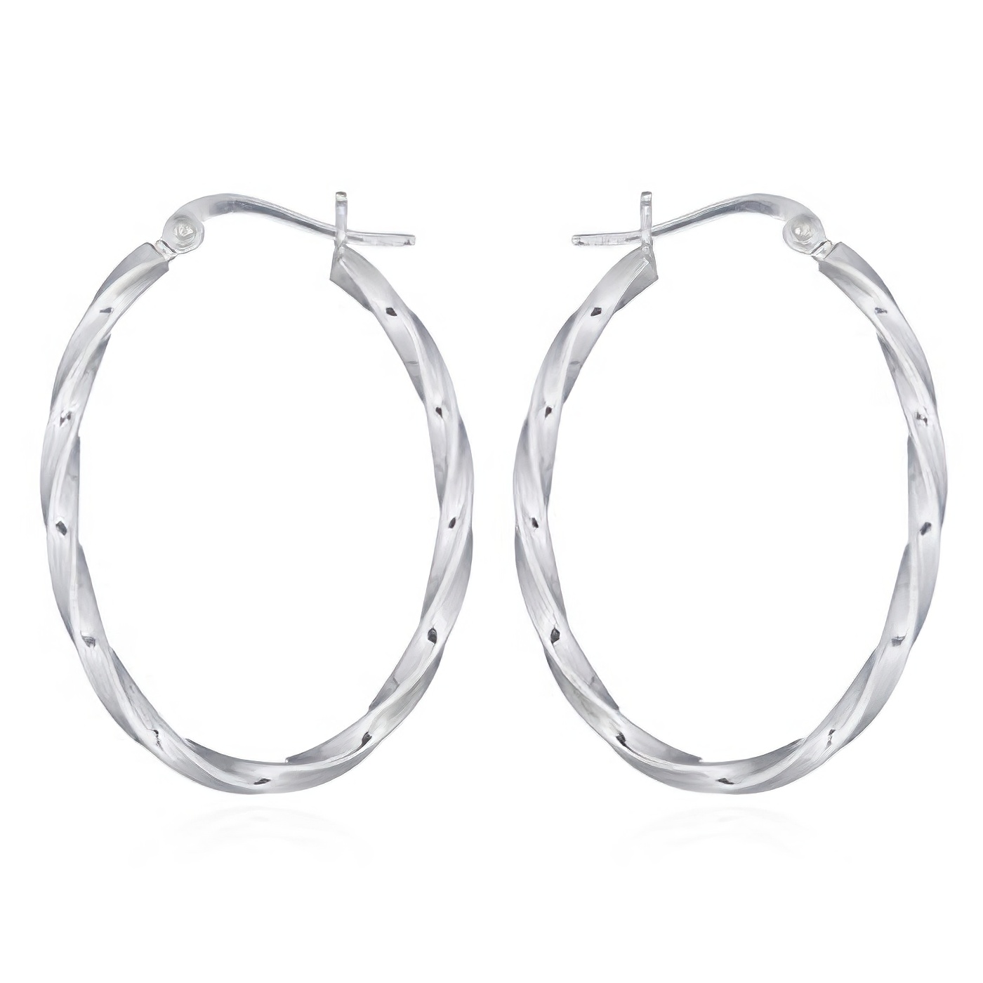 Oval Twisted Sterling 925 Hoop Earrings by BeYindi 