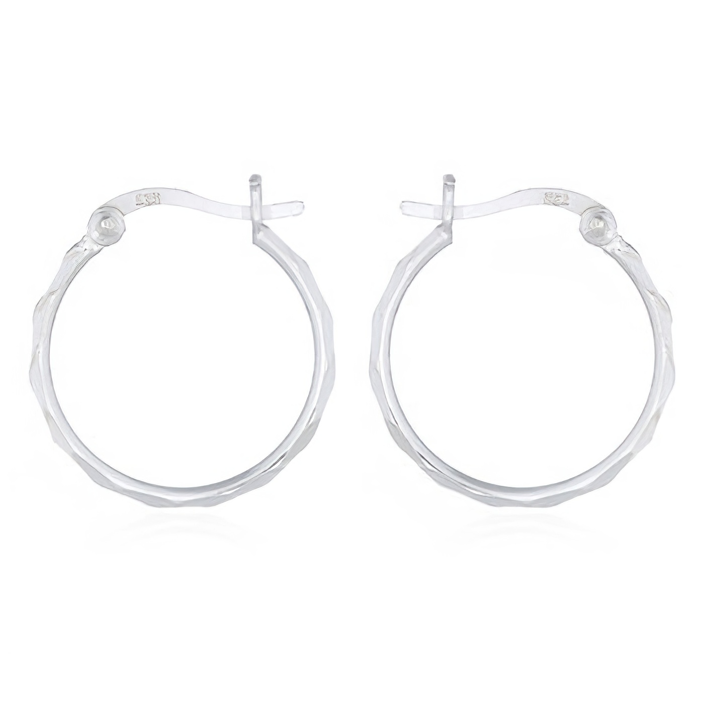 20 mm Faceted Silver Wire Hoop Earrings by BeYindi 