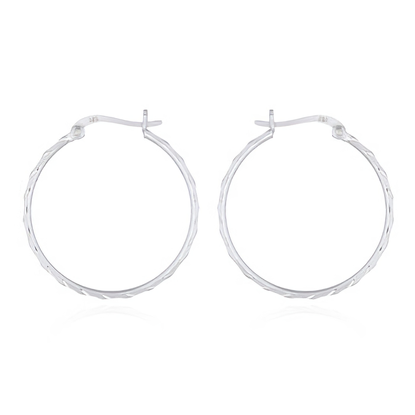 30 mm Faceted Silver Wire Hoop Earrings by BeYindi 