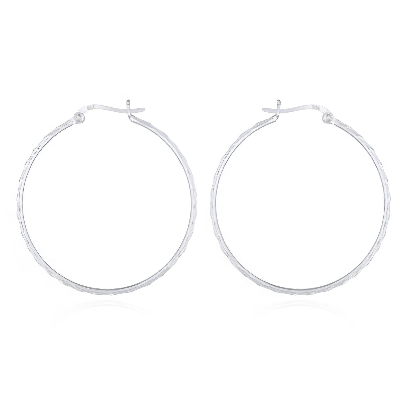 40 mm Faceted Silver Wire Hoop Earrings by BeYindi 