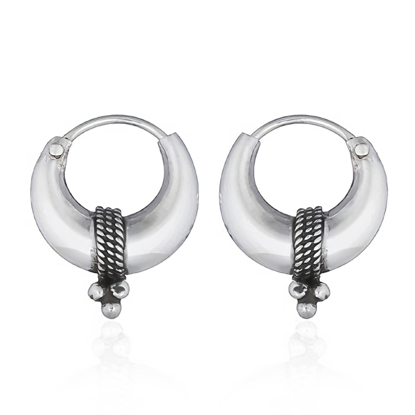 Gothic Middle Wire Twisted Silver Hoop Earrings by BeYindi 