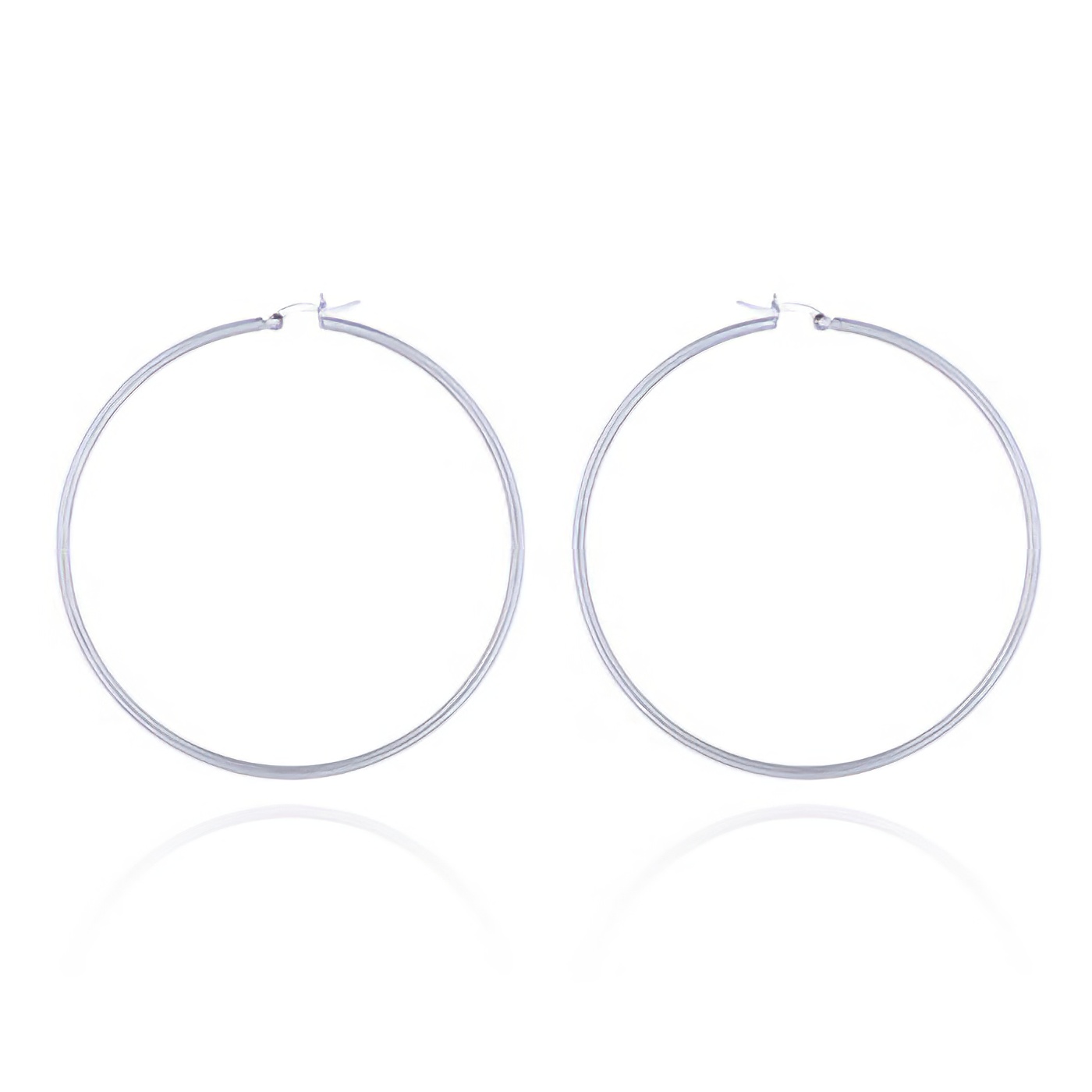 70mm Round Silver Hoop Earrings by BeYindi 