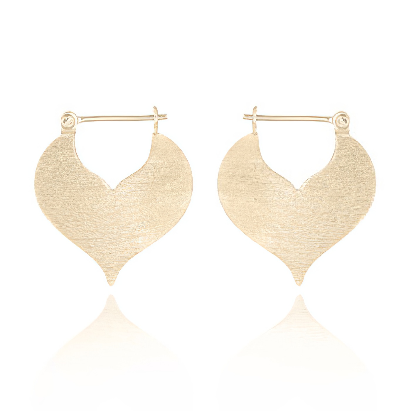 Heart Brushed Finished Yellow Gold 925 Hoop Earrings by BeYindi 