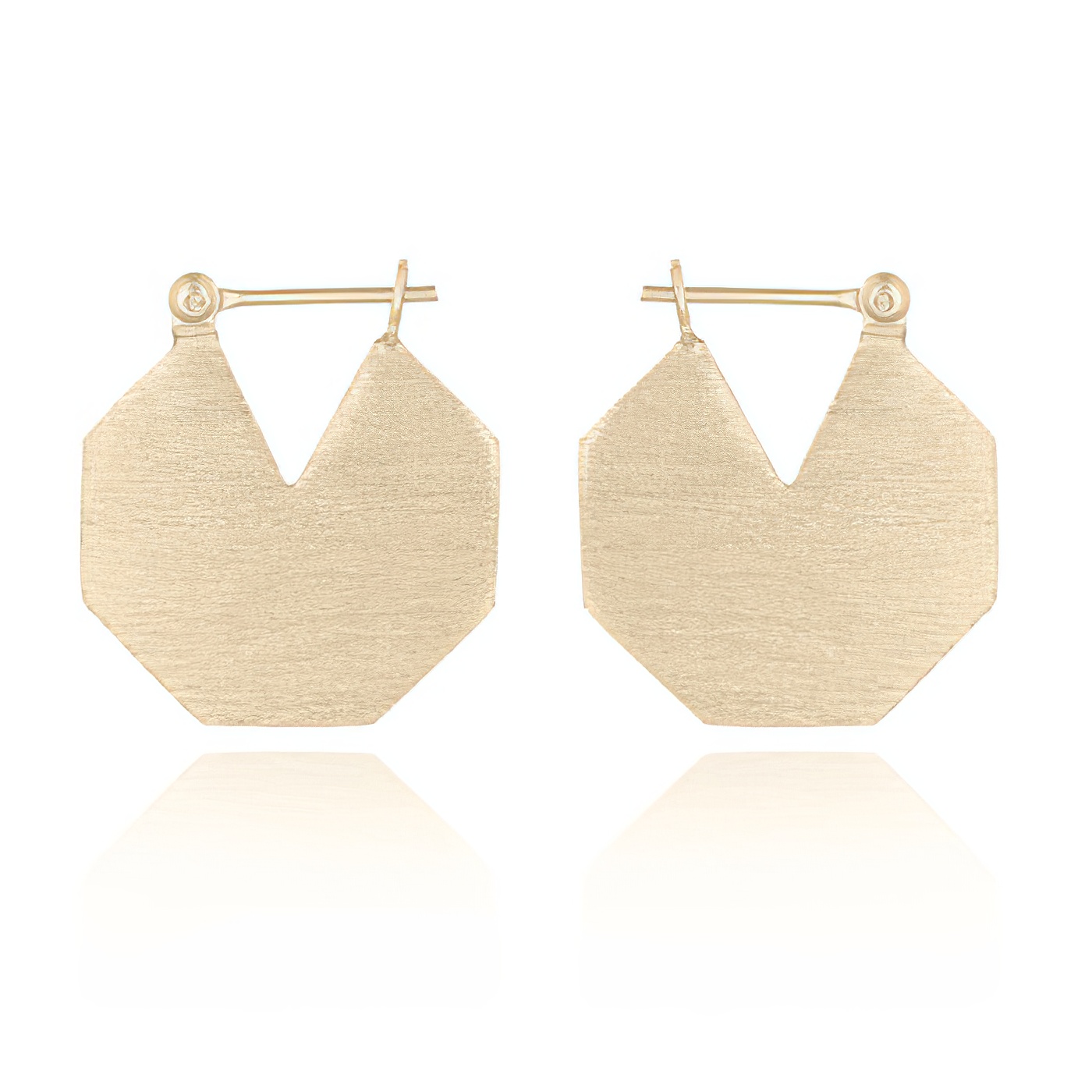 Octagon Yellow Gold Plated Hoop Earrings by BeYindi 