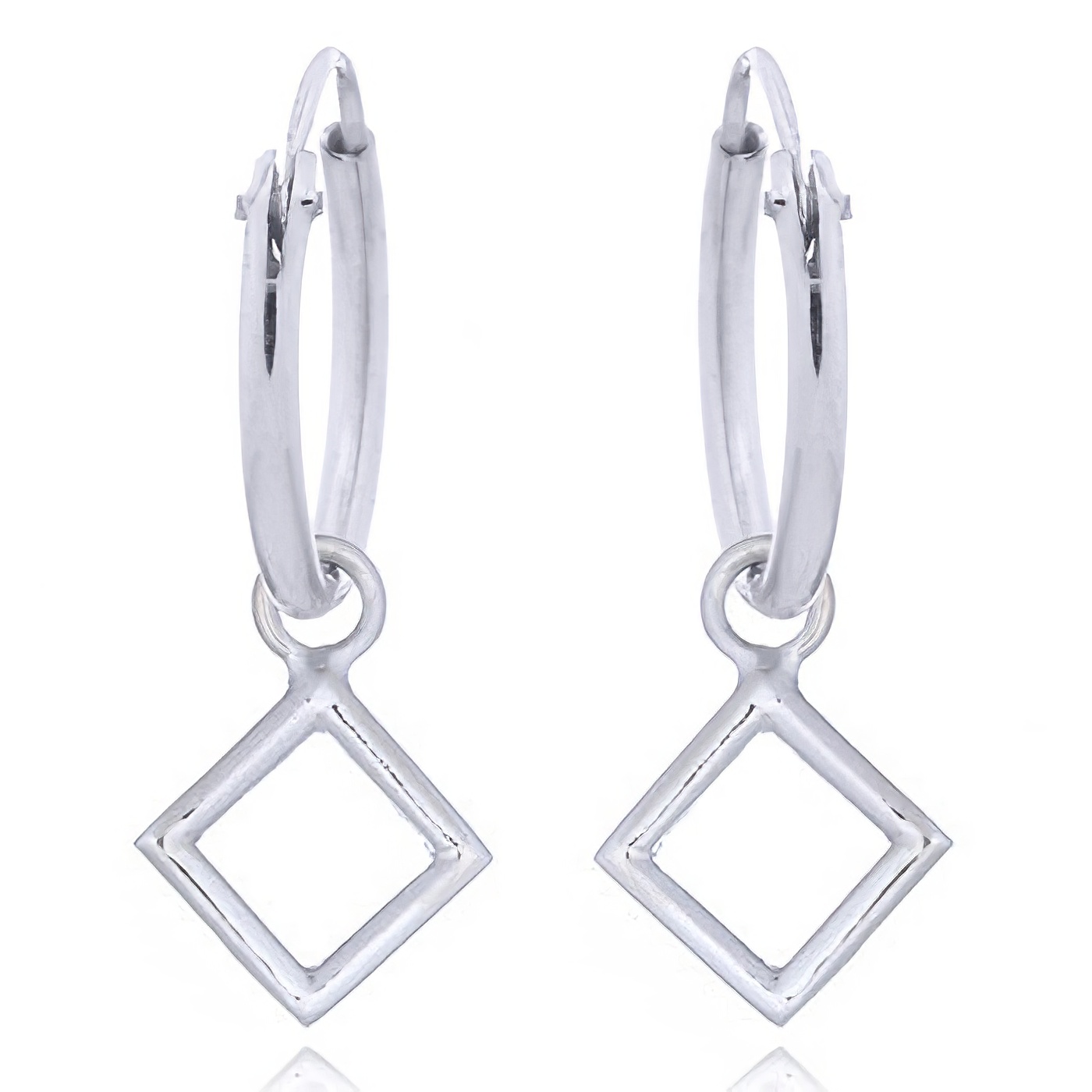 Open Square Sterling Silver Mini Hoop Earrings by BeYindi 