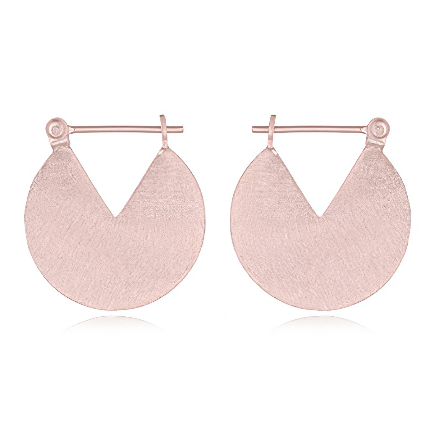 Brushed Rose Gold Plated Contemporary Hoop Earrings by BeYindi 