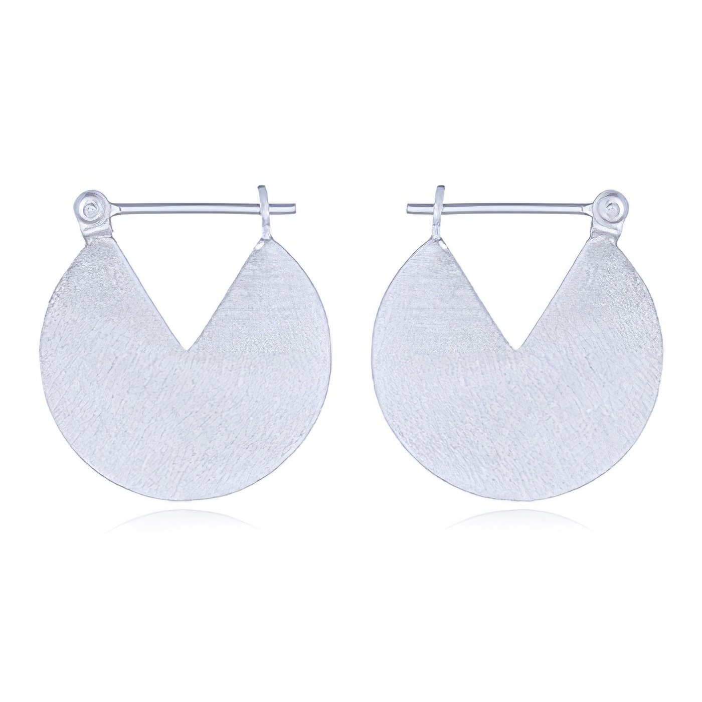 Brushed Silver-Plated 925 Silver Modern Round Hoops by BeYindi 