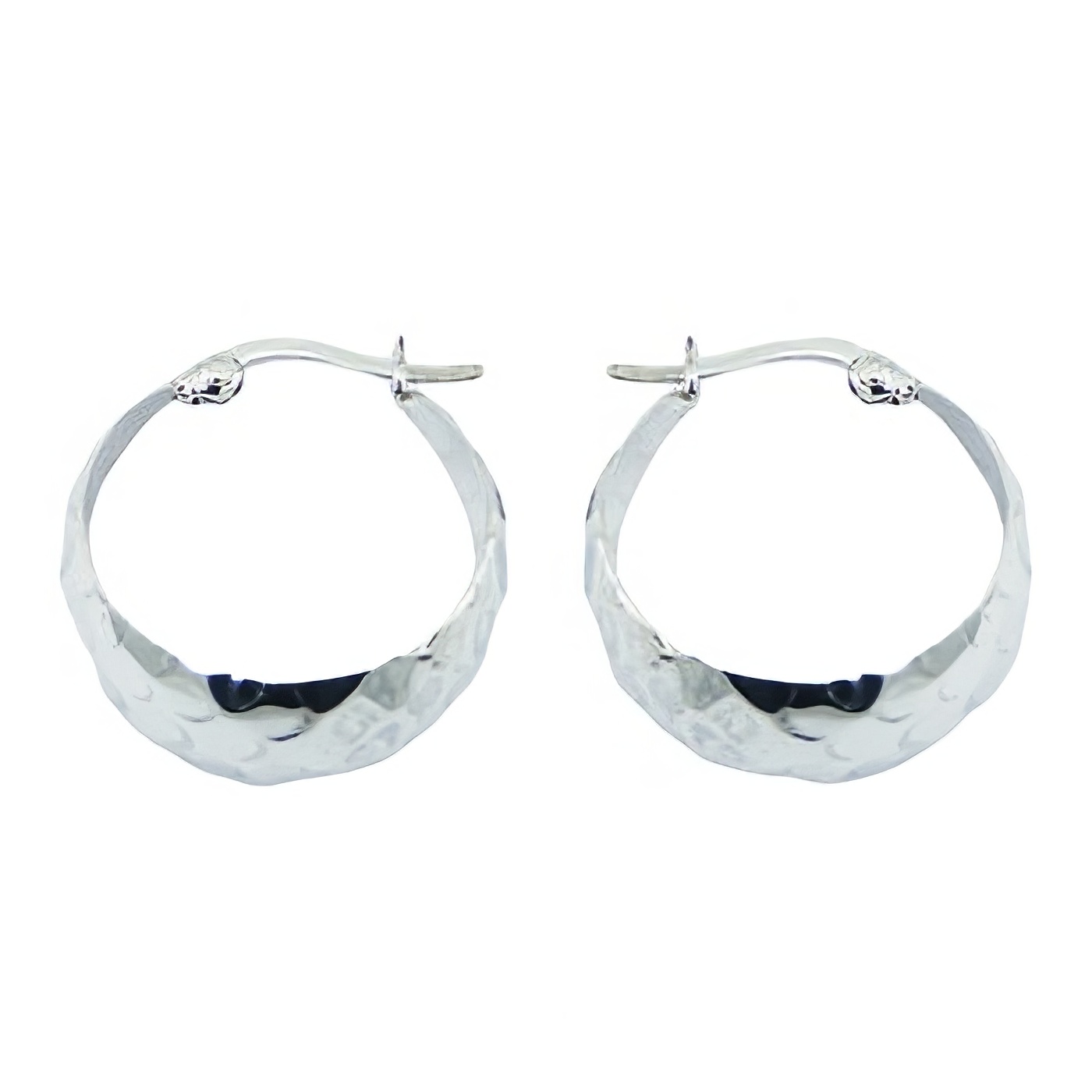 Hammered Plain 925 Sterling Silver Convexed Hoop Earrings by BeYindi 