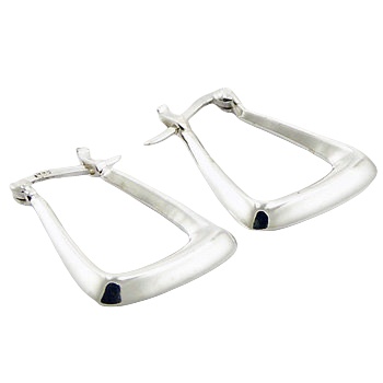 Hallmarked 925 Sterling Silver Earrings Chic Trapezium Hoops by BeYindi 