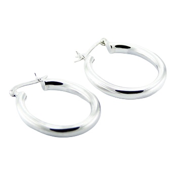 Oval Sterling Silver Hoop Earrings Sophisticated Jewelry by BeYindi 
