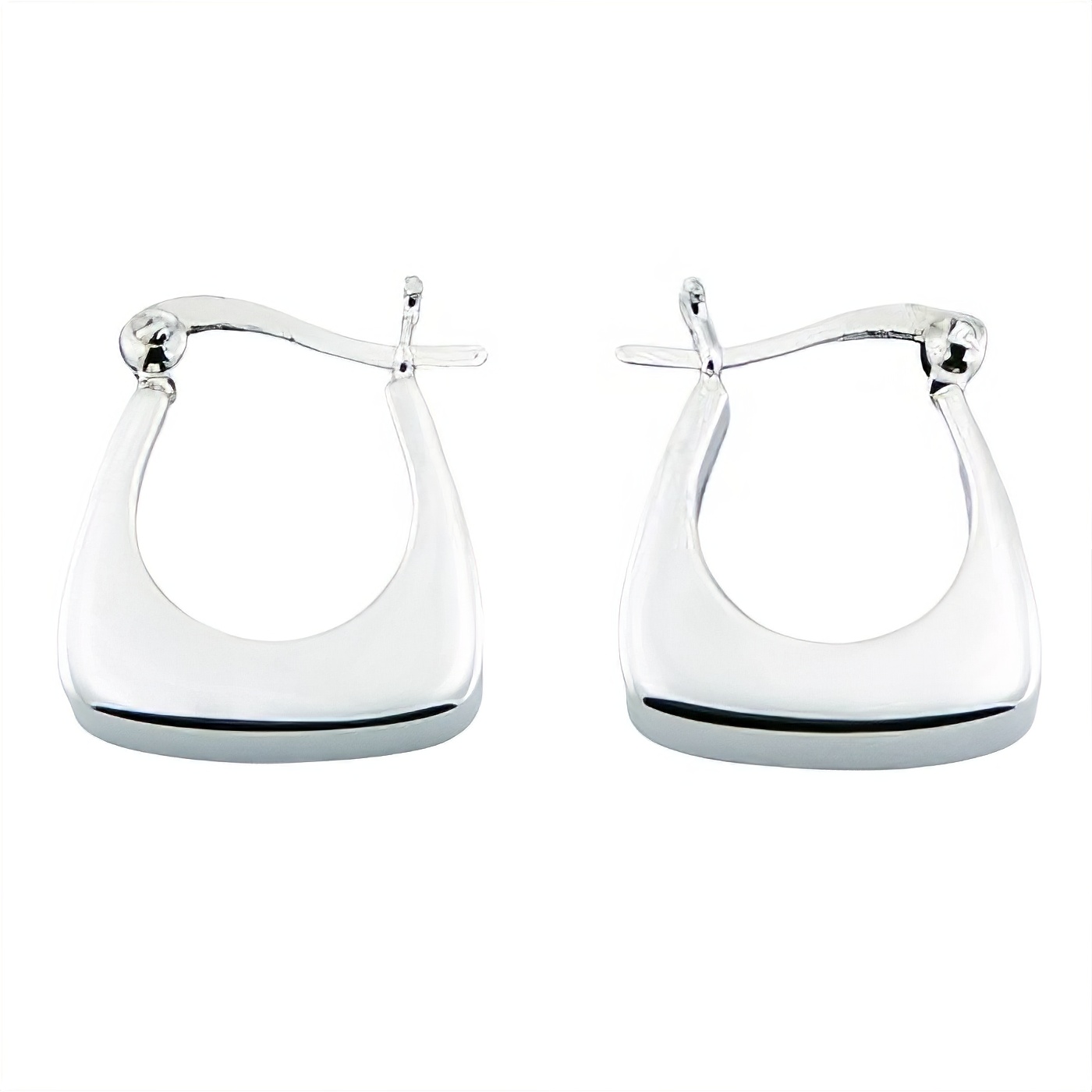 Sterling Silver Hoop Earrings Chic Trapezium Edge Finish by BeYindi 